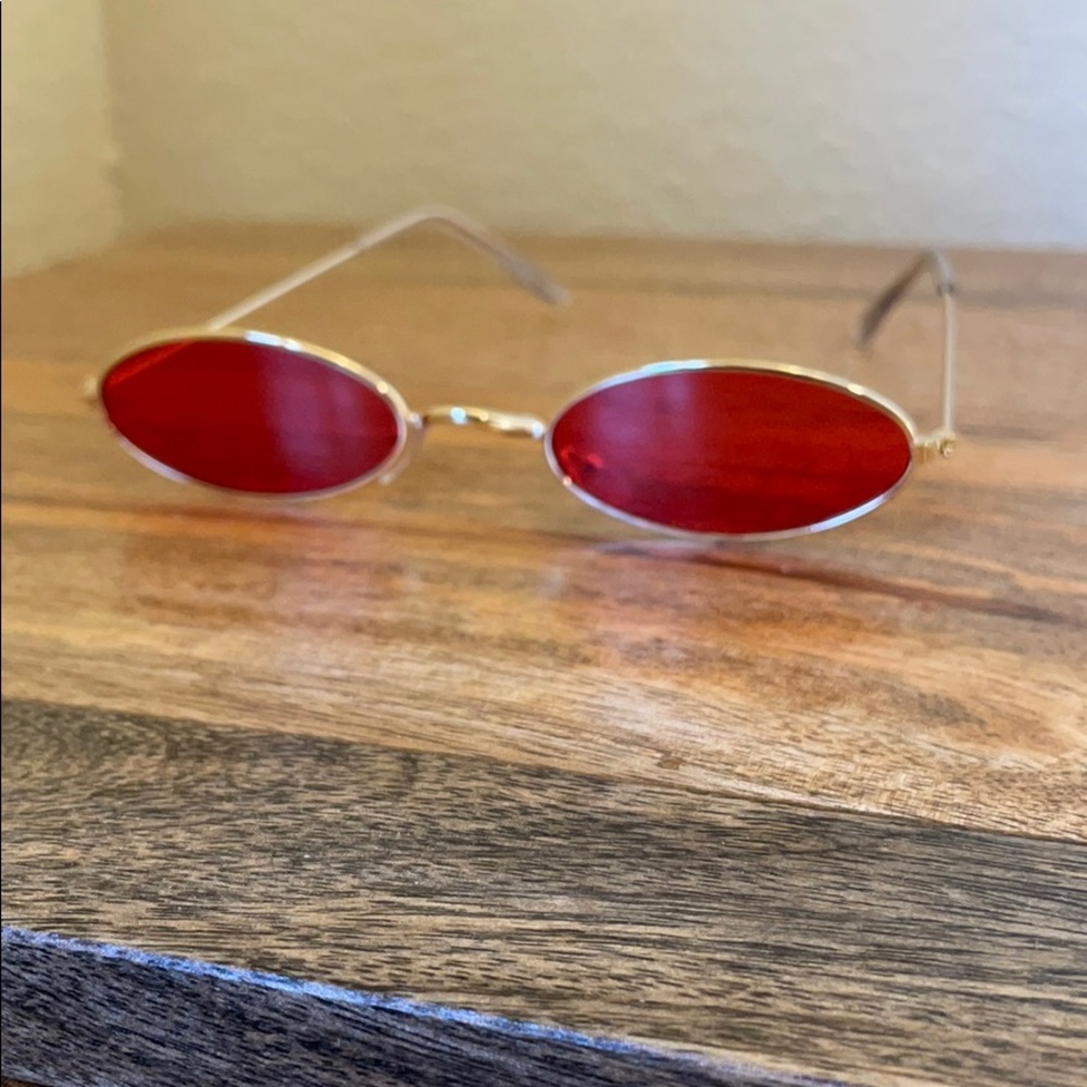 ✨ Red & Gold Oval Sunglasses
